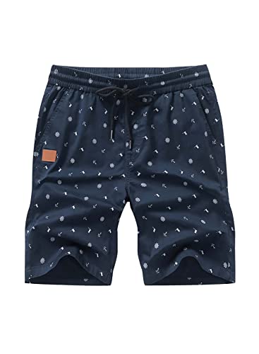 JMIERR Shorts Herren Freizeit Sommer Chino Stretch Baumwolle Elastische Taille mit Taschen Blau L von JMIERR