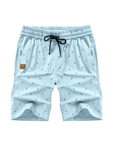 JMIERR Shorts Herren Sommer Freizeit Chino Stretch Baumwolle Elastische Taille mit Taschen Blau L von JMIERR