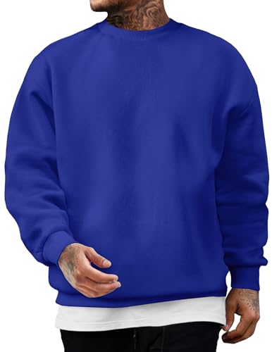 JMIERR Sweatshirt Herren Baumwolle Rundhals Hoodie Pullovers Winter Männer Soft Langarm Sweatshirts Loose Fit Hellblau XXXL von JMIERR