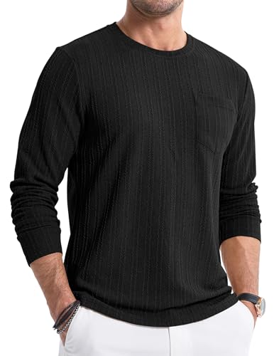 JMIERR Herren Sweatshirt Pullover für Herren Langarm Pullover Strickpullover Rundhals T-Shirts Longshirt Modern Leichte Basic Solid Winter Oberteile Männer mit Tasche Schwarz M JMIERR Herren Sweatshirt Pullover für Herren Langarm Pullover Strickpullover Rundhals T-Shirts Longshirt Modern Leichte Basic Solid Winter Oberteile Männer mit Tasche Schwarz M von JMIERR