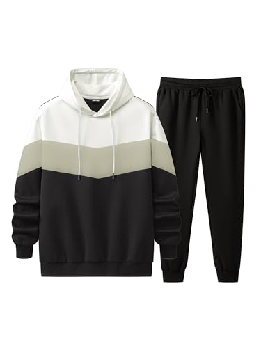 JMIERR Trainingsanzug Herren 2 Teiliges Jogging Anzug Set mit Taschen Farbblock Hoodies mit Hose Männer Baggy Sportanzug Basic Freizeitanzug Schwarz S JMIERR Trainingsanzug Herren 2 Teiliges Jogging Anzug Set mit Taschen Farbblock Hoodies mit Hose Männer Baggy Sportanzug Basic Freizeitanzug Schwarz S von JMIERR