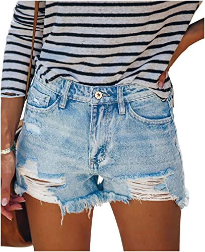 JMITHA Jeans Shorts Damen Zerrissene Kurze Hosen Damen Sommer Jeans Short Damen Kurze Jeanshose Damen Kurze Hose Damen Jeans High Waist von JMITHA