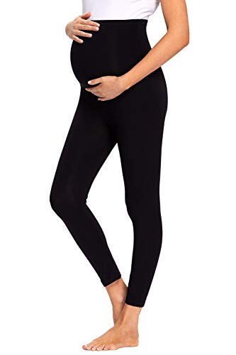 JMITHA Lange Umstandsleggings Schwangerschaft Hosen Baumwolle Stretch Jogginghose Freizeithose für Schwangere Leggings (Schwarz, S) von JMITHA