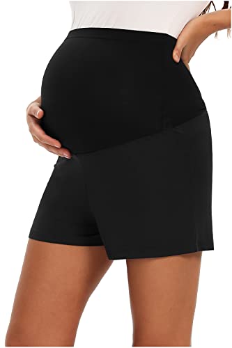 JMITHA Umstandsshorts, Baumwolle Super Bequeme Umstandshose für Sommer Umstands Shorts Damen umstandsshorts Kurz Umstandsshorts Maternity Sport Umstandsshorts (L, Schwarz 02) von JMITHA