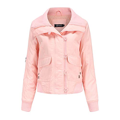 JMKEY Damen Leichte Bomberjacke Steppjacke Langarm Reißverschluss Raglan Bomberjacke mit Taschen Mäntel, Stil 2, 38 von JMKEY