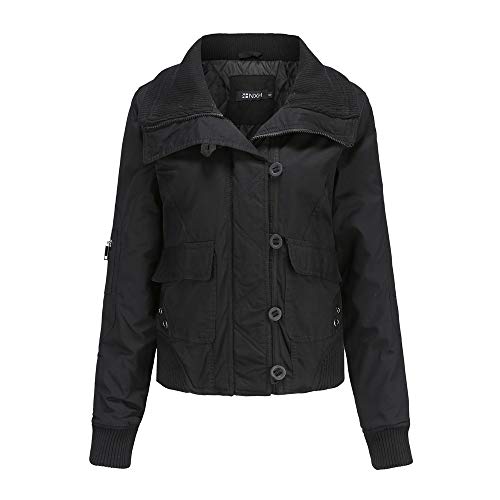 JMKEY Damen Leichte Bomberjacke Steppjacke Langarm Reißverschluss Raglan Bomberjacke mit Taschen Mäntel, stil 4, 42 von JMKEY