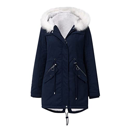 JMKEY Damen Warm Winter Dicke Fleece Parkas Jacke Wasserdicht Warm Lange Jacke Parka Mäntel, Stil 5, 38 von JMKEY