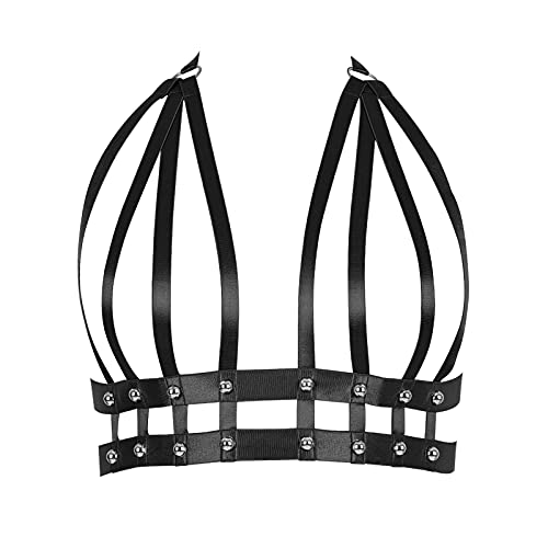 JMMHSS Damen Body Harness in Übergröße verstellbare Dessous Punk Gothic Gürtelkäfig Festival Rave Dance Zubehör (Schwarz) von JMMHSS