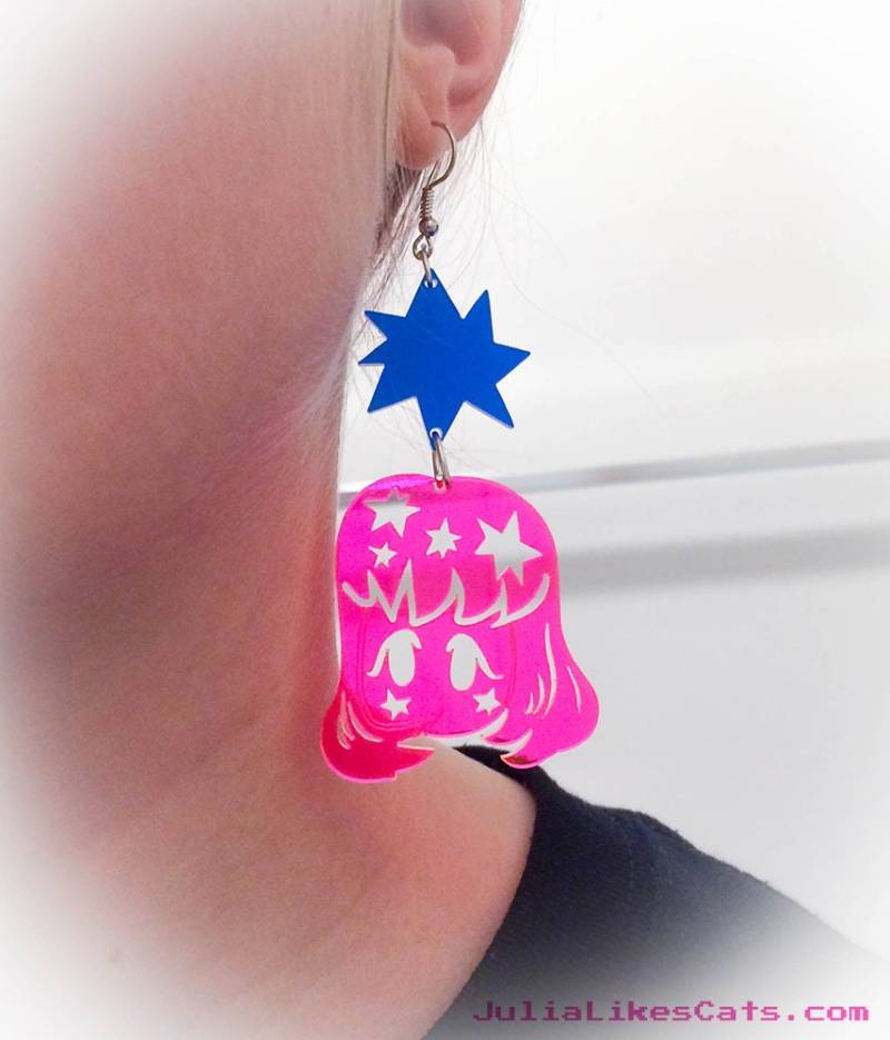 Anime Florescent Rosa Stargazer Ohrring - Entwurf von JMMStore