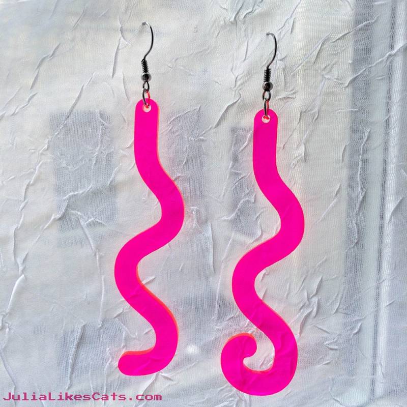 Rosa Florescent Squiggle Ohrringe von JMMStore