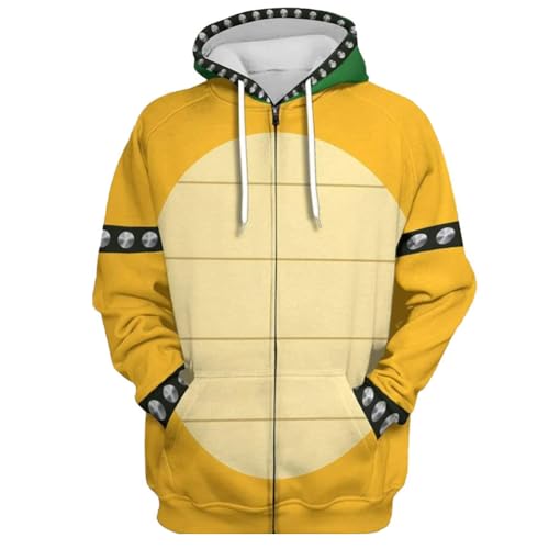 JMOBEU Cosplay-Kostüm, Kapuzenpullover, 3D-Druck, Kapuzenpullover, Film-Pullover für Erwachsene und Herren, Gelb + Reißverschluss, X-Large von JMOBEU