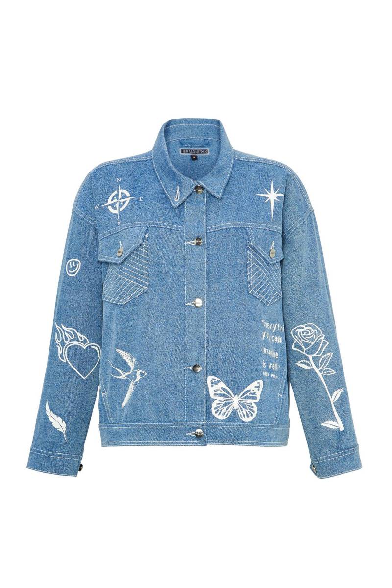 Bedruckte Jeansjacke - Hellblau | Blaue Frauen Mode von JMOJOBoutique