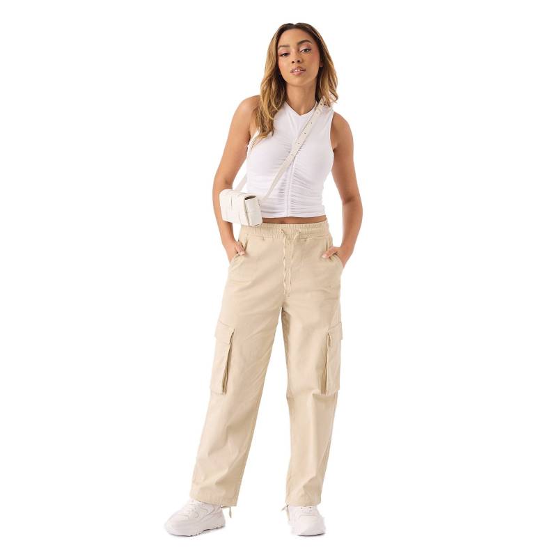Beige Baumwollmischung Cargohose Gerades Bein Streetwear Joggers Beige Baumwollmischung Cargohose Gerades Bein Streetwear Joggers von JMOJOBoutique