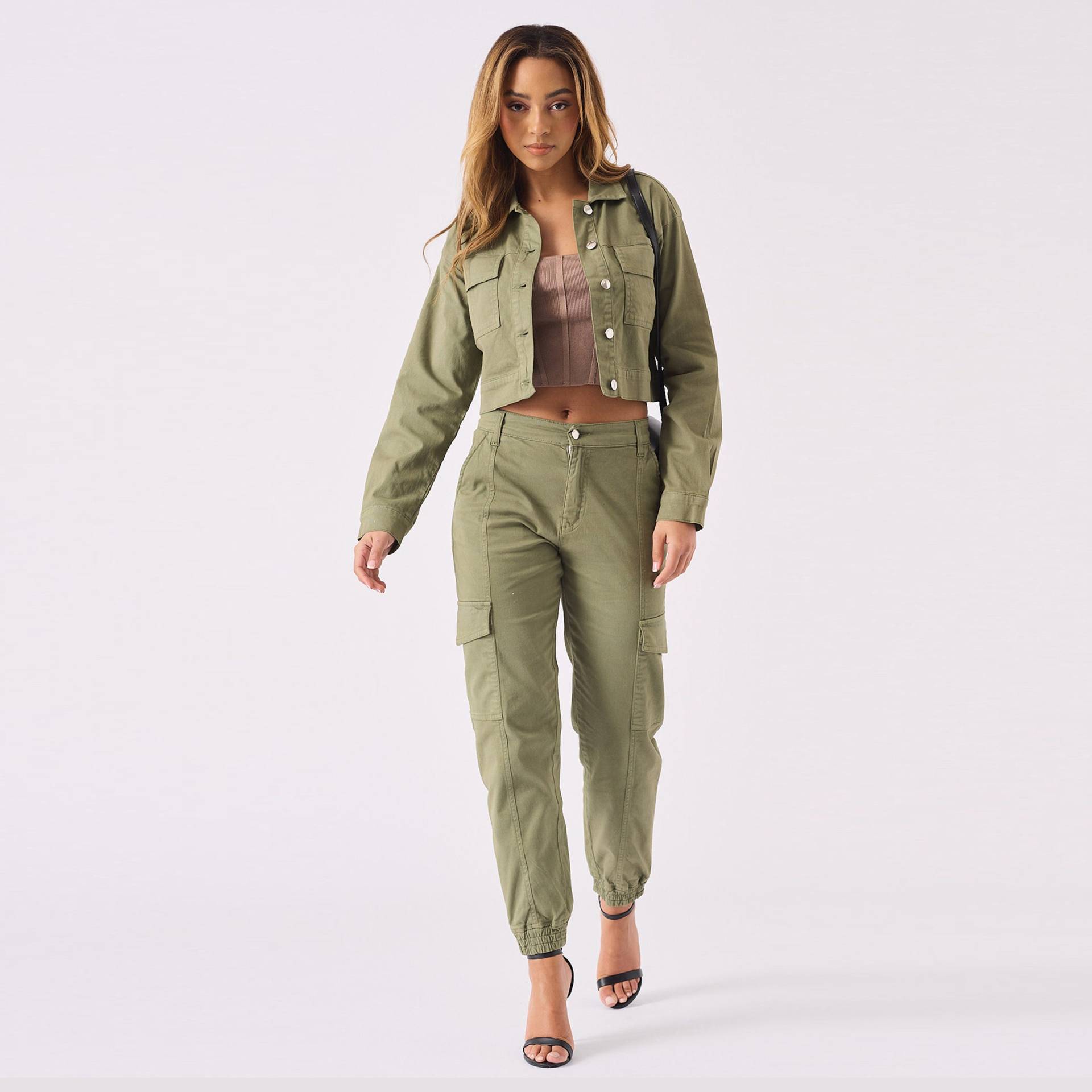 Cargojacke Olivgrün | Frauen Jacke Stretch Cargo-Taschenjacke Geschenke Für Sie von JMOJOBoutique