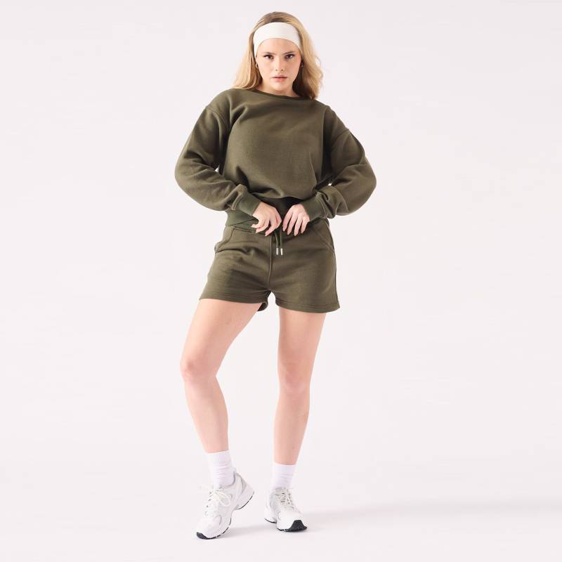 Crewneck Sweatshirt Pullover Khaki | Vintage-Sweatshirt Rundhalsausschnitt Für Frauen Herbst Kleidung von JMOJOBoutique