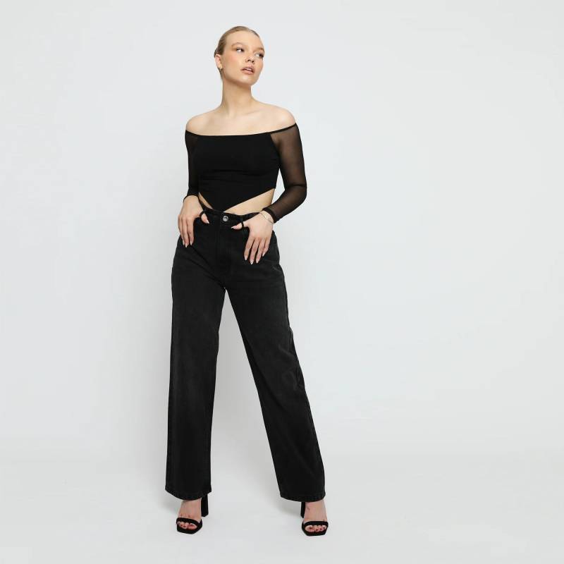 Damen Hose Mit Geradem Bein Denim Schwarz Waschung | Neue Jeans Damenbekleidung Damen Hose Mit Geradem Bein Denim Schwarz Waschung | Neue Jeans Damenbekleidung von JMOJOBoutique