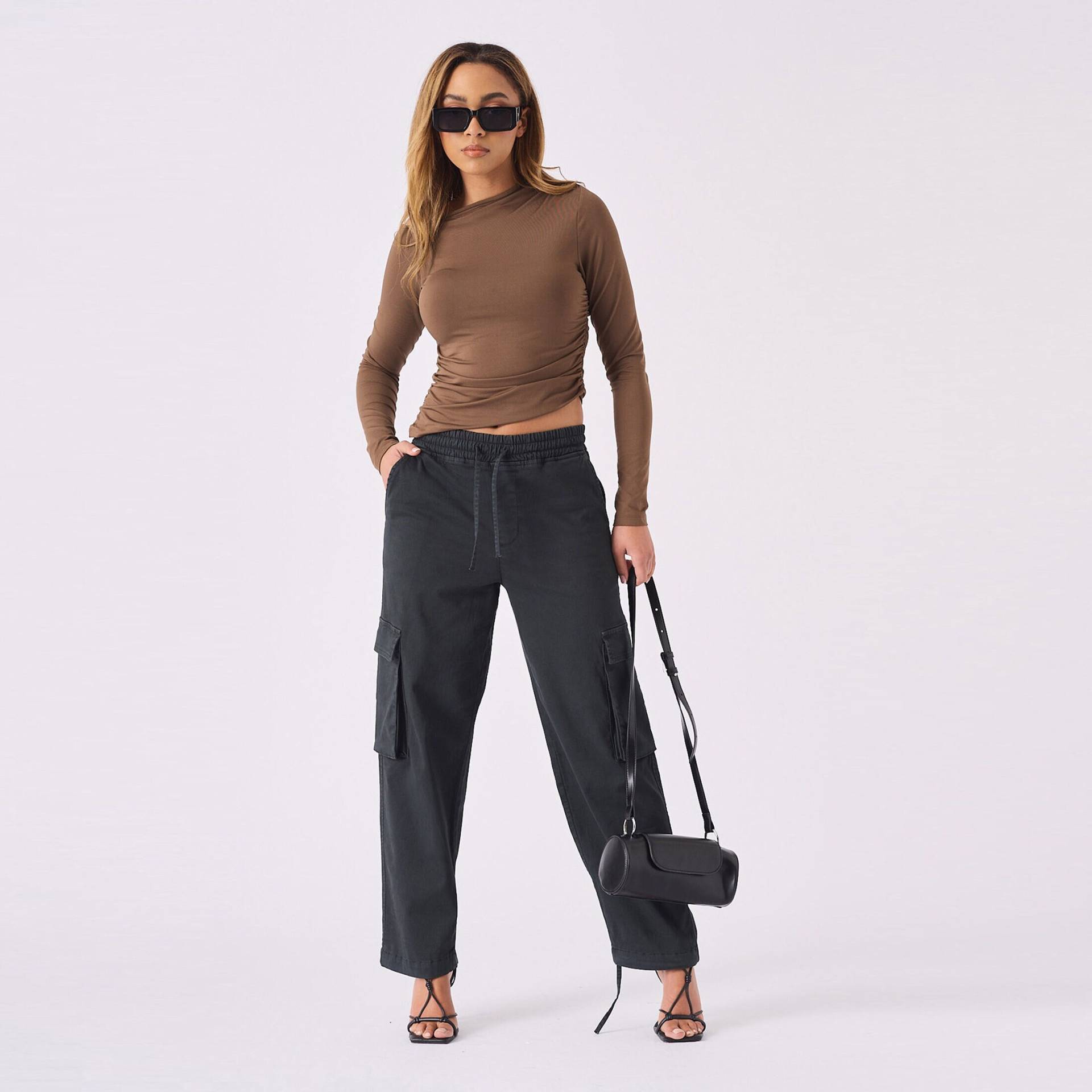 Frauen Gerades Bein Cargo Jogger - Schwarz | Arbeitshose Mit Mehreren Taschen Streetstyle Bequeme Joggerhose Elegante Freizeithose von JMOJOBoutique