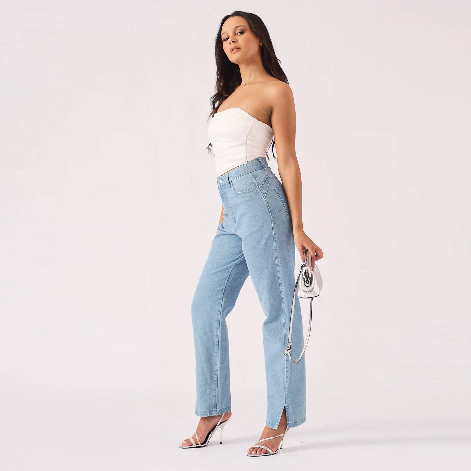 Hellblaue Waschjeans Mit Hoher Taille Damen-Slim Fit-Denim Hellblaue Waschjeans Mit Hoher Taille Damen-Slim Fit-Denim von JMOJOBoutique