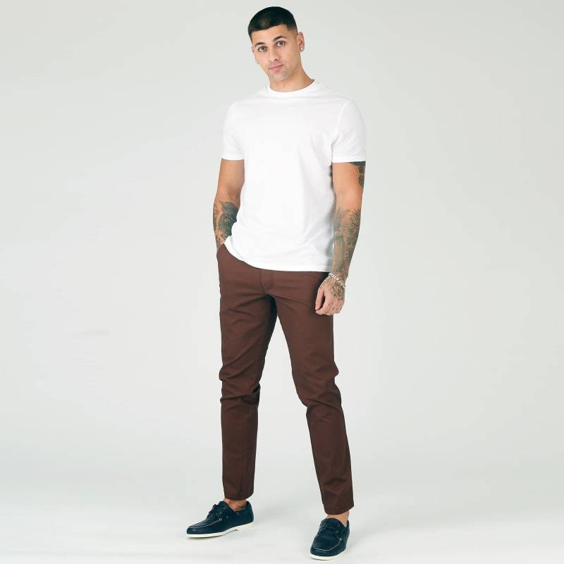Herren Slim Fit Stretch Chino Hose Schokobraune Freizeithose von JMOJOBoutique