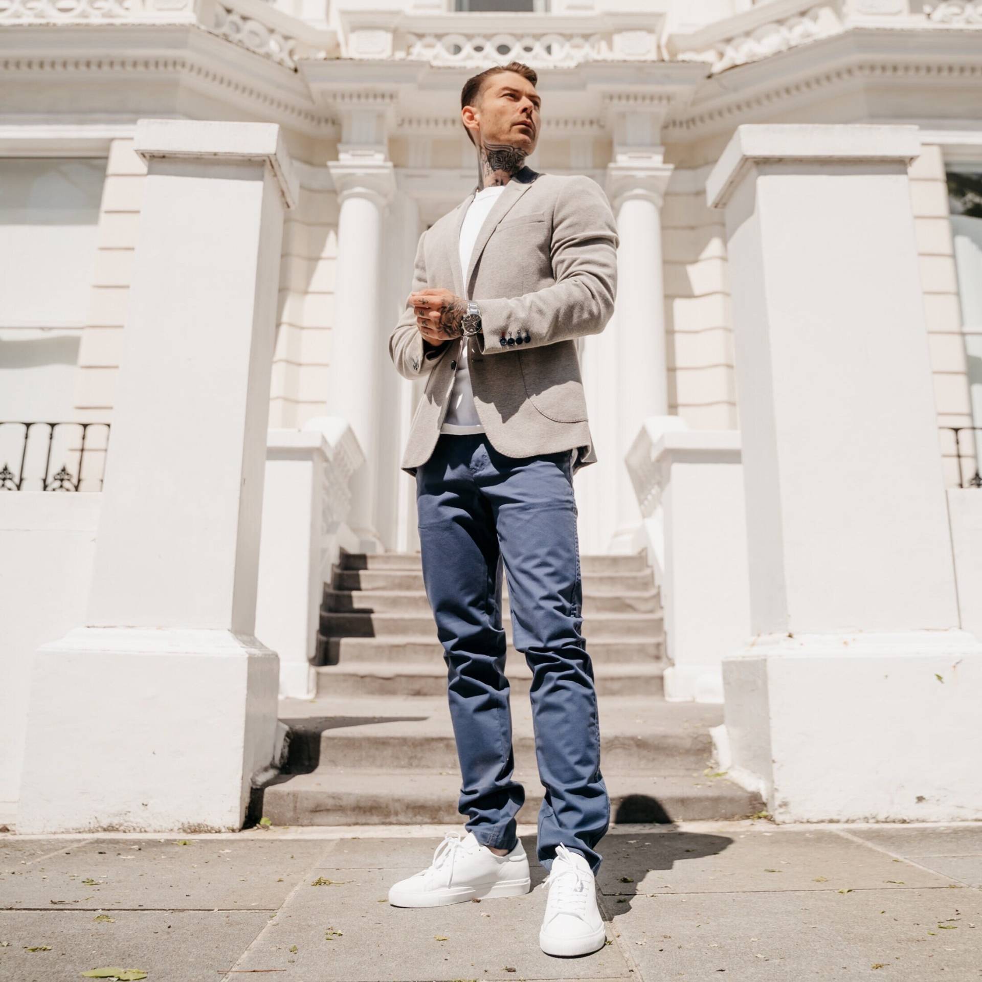 Hose Männer Slim Fit Stretch Marine | Chino Baumwoll Lässige Geschenk Für Ihn von JMOJOBoutique