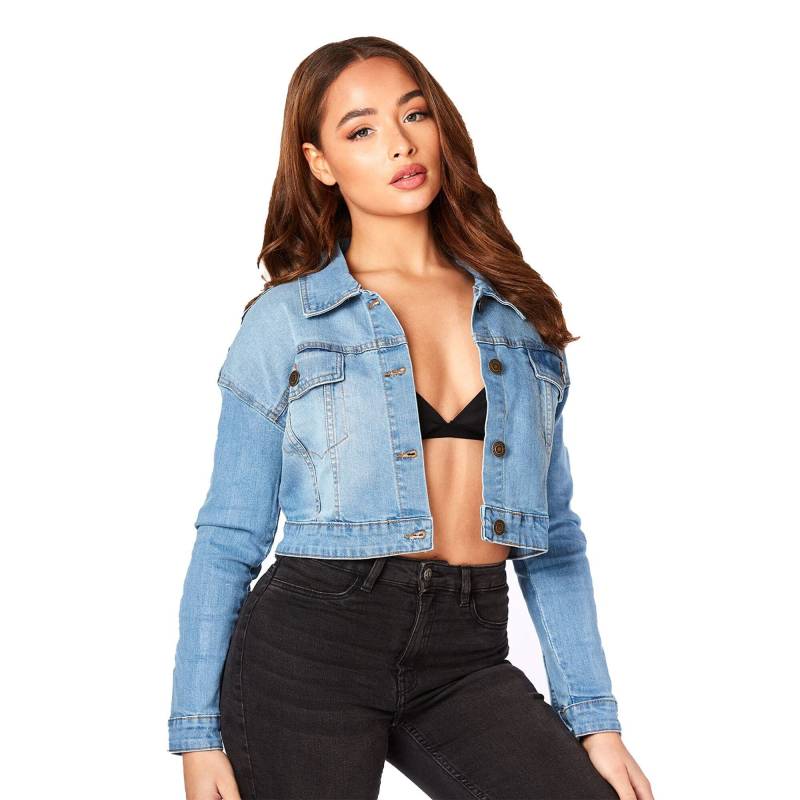 Cropped-Jacke Jeans Hellblau Waschen | Frauen Jacke Geschenke Für Sie von JMOJOBoutique