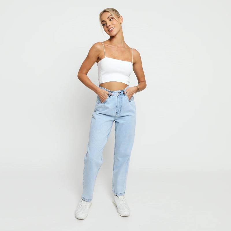 Light Blue Wash Jeans Mit Geradem Bein Kontraststich Denim Light Blue Wash Jeans Mit Geradem Bein Kontraststich Denim von JMOJOBoutique