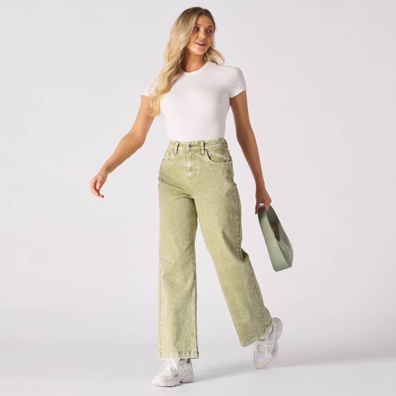 Lime Green Jeans Mit Weitem Bein Hoch Taillierte Fashion Denim Lime Green Jeans Mit Weitem Bein Hoch Taillierte Fashion Denim von JMOJOBoutique