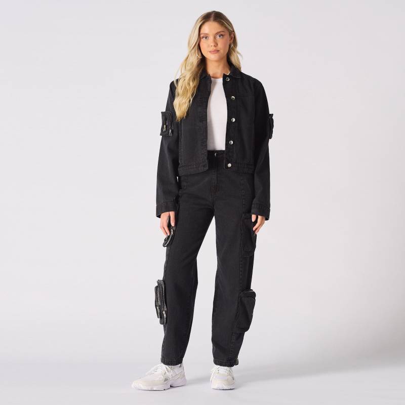 Schwarze Jeansjacke Damen Vintage Jeansjacke Mit Abnehmbaren Taschen Schwarze Jeansjacke Damen Vintage Jeansjacke Mit Abnehmbaren Taschen von JMOJOBoutique