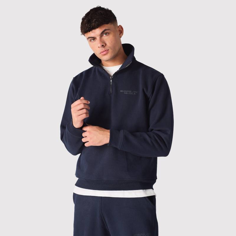 Viertel-Reißverschluss-Sweatshirt Marineblau | Besticktes Sweatshirt Herren Halbes Zip-Sweatshirt Geschenk Für Ihn Herrenhemd von JMOJOBoutique
