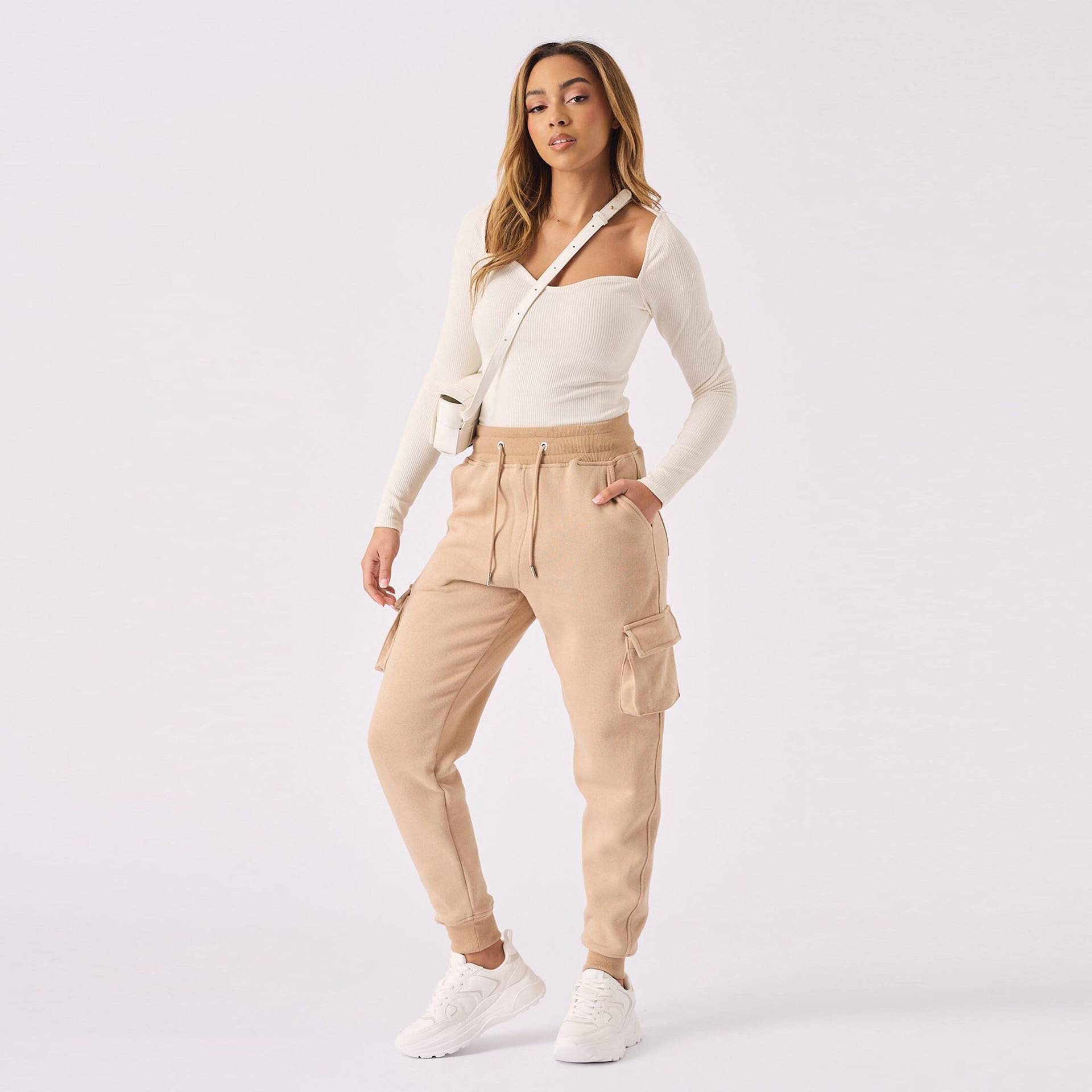 stone Tapered Cargo Joggers 6-Pocket-Hose Für Frauen stone Tapered Cargo Joggers 6-Pocket-Hose Für Frauen von JMOJOBoutique
