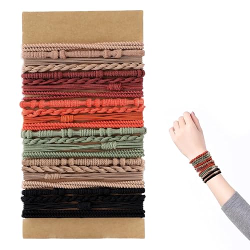 Boho Haargummi Armband 24 Stück Elastische Haargummi Damen Geflochten Stretch Zopf Pferdeschwanz Haargummis für Dickes und Dünnes Haar Boho Haargummi Armband 24 Stück Elastische Haargummi Damen Geflochten Stretch Zopf Pferdeschwanz Haargummis für Dickes und Dünnes Haar von JMOOT