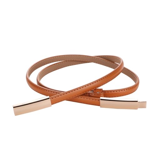 Bauchkette Damen Gürtel Schmaler Gürtel Lackleder Schmaler Taillengürtel Verstellbare Legierungsschnalle for Kleid(Brown) von JMORCO