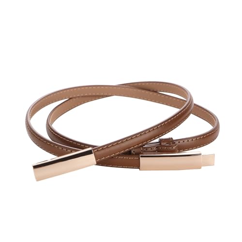 Bauchkette Damen Gürtel Schmaler Gürtel Lackleder Schmaler Taillengürtel Verstellbare Legierungsschnalle for Kleid(Burnt orange) von JMORCO