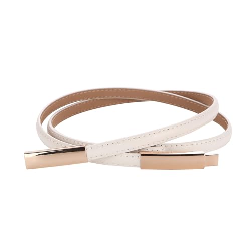 Bauchkette Damen Gürtel Schmaler Gürtel Lackleder Schmaler Taillengürtel Verstellbare Legierungsschnalle for Kleid(White) von JMORCO