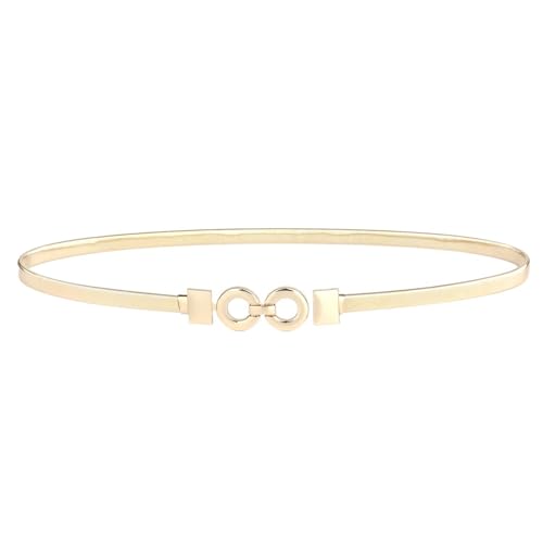 Bauchkette Metall Elastische Gold Acht Zeichen Elastische Mädchen Damen Gürtel Frauen Schmale Weibliche Elegante Taillenbänder Taille Schmücken for Kleid(70cm) von JMORCO