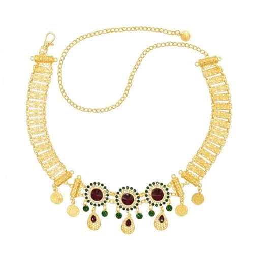 Bauchkette Münze Quaste Frauen Körper Ketten Legierung Goldene Aussage Bauchtanz Ketten Taille Schmuck(N-8371) von JMORCO