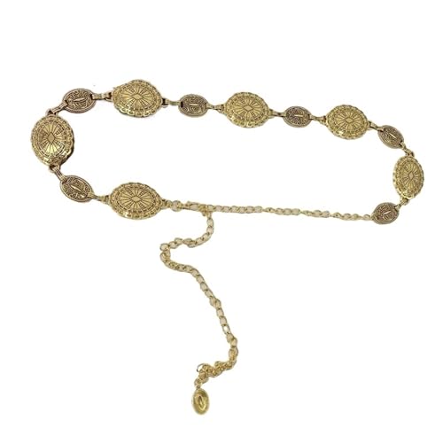 Bauchkette Vintage Metall Böhmen Taille Kette Silber Gold ausgehöhlt geschnitzt Frauen Crop Tops Dekoration Taille Gürtel Kleid Schmuck Zubehör(Gold) von JMORCO