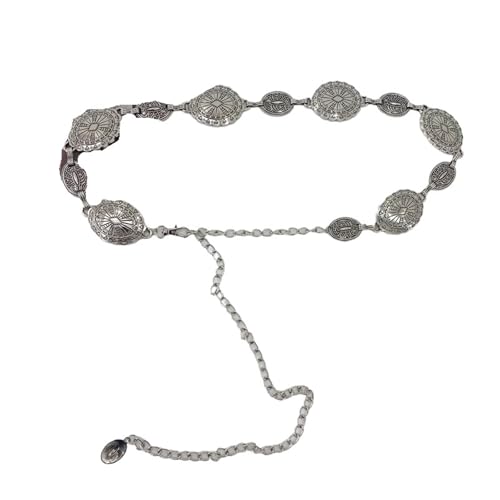 Bauchkette Vintage Metall Böhmen Taille Kette Silber Gold ausgehöhlt geschnitzt Frauen Crop Tops Dekoration Taille Gürtel Kleid Schmuck Zubehör(Silver) von JMORCO
