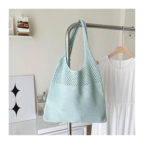 Gehäkelte Tasche Sommer Strand Party Tasche Geldbörse Shopper Tote Satchel Weibliche Vintage Ausgehöhlte Gestrickte Handtasche Frauen Schulter Tasche(Mint) von JMORCO
