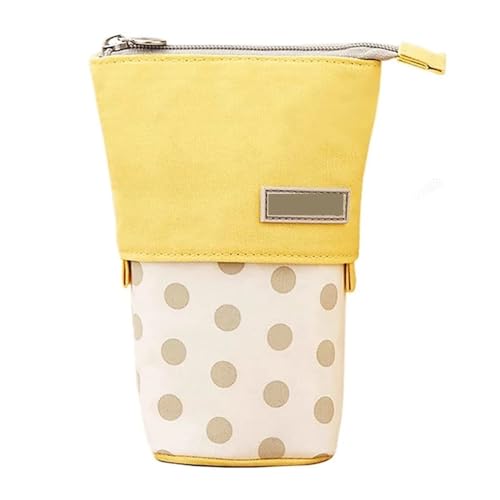 JMORCO Federmäppchen, niedlicher Stifthalter, Tasche aus Segeltuch, mit Reißverschluss, tragbare Tasche StandmäPpchen (Color : Yellow Gray One SI) von JMORCO