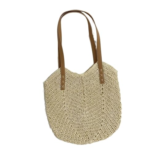 JMORCO Strohtaschen Sommer-Strand-Stroh-Handtaschen und Geldbeutel Weave Tote Bag Female Bohemian Shoulder Bags for Women Lady Travel Shopping Bags (Color : Beige) von JMORCO