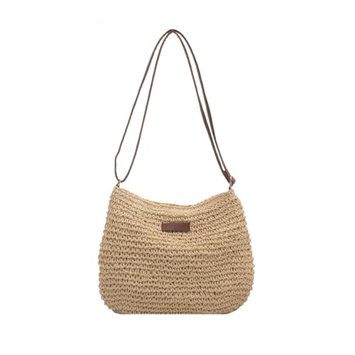 JMORCO Strohtaschen Stroh Umhängetasche Frauen Sommer Strand Urlaub Schultertasche Weibliche Casual Satchel Geldbörse Designer Handtasche (Color : Beige) von JMORCO