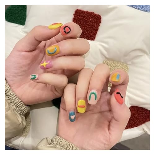 Nägel Zum Aufkleben 24Pcs/Box 2022 Cute and Playful Frozen Watermelon Women Girls Nail Art Fake Nails Handmade Coffin Cute Press-On Nails(PD-106) von JMORCO