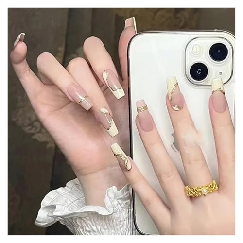 Nägel Zum Aufkleben 24Pcs/Box 2022 Cute and Playful Frozen Watermelon Women Girls Nail Art Fake Nails Handmade Coffin Cute Press-On Nails(Y-40s) von JMORCO