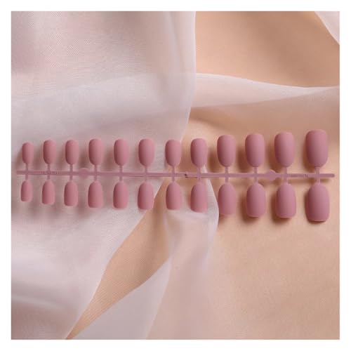 Nägel Zum Aufkleben 24Pcs/Set Strips Wearable Manicure Tools Ballerina Press on Nail Piece Matte Scrub Patch Coffin Fake Nails Artificial Finished(Deep flesh color) von JMORCO