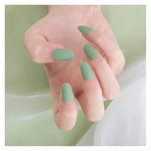 Nägel Zum Aufkleben 24Pcs/Set Strips Wearable Manicure Tools Ballerina Press on Nail Piece Matte Scrub Patch Coffin Fake Nails Artificial Finished(Mint Green) von JMORCO