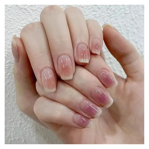 Nägel Zum Aufkleben 24Pcs Shiny Press on Fake Nails Dark Pink Square Short Gel Cover False Fingernails Manicure Art Tips for Women and Girl(Color12) von JMORCO