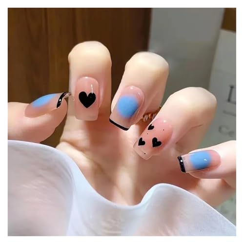 Nägel Zum Aufkleben 24Pcs Shiny Press on Fake Nails Dark Pink Square Short Gel Cover False Fingernails Manicure Art Tips for Women and Girl(Color18) von JMORCO