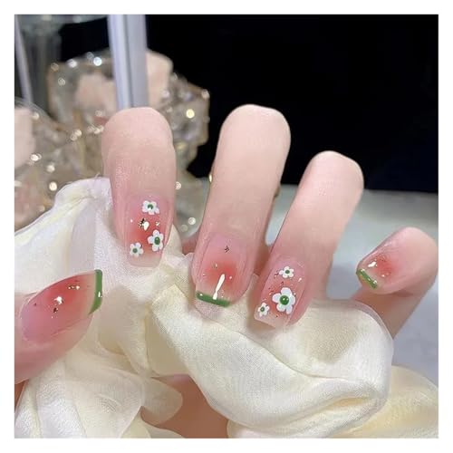 Nägel Zum Aufkleben 24Pcs Shiny Press on Fake Nails Dark Pink Square Short Gel Cover False Fingernails Manicure Art Tips for Women and Girl(Color20) von JMORCO