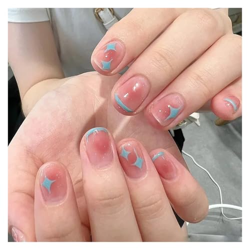 Nägel Zum Aufkleben 24Pcs Shiny Press on Fake Nails Dark Pink Square Short Gel Cover False Fingernails Manicure Art Tips for Women and Girl(Color21) von JMORCO